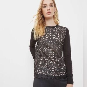 Ted Baker Lace Overlay Sweater Silk Blend